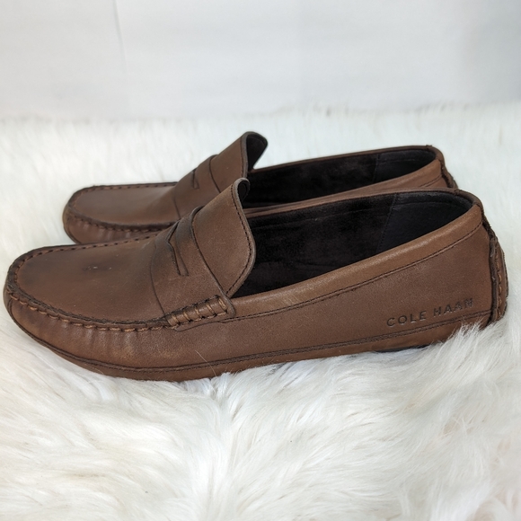 Cole Hann Wyatt Penny leather casual slipons, men's size 8.5, brown - Picture 3 of 10